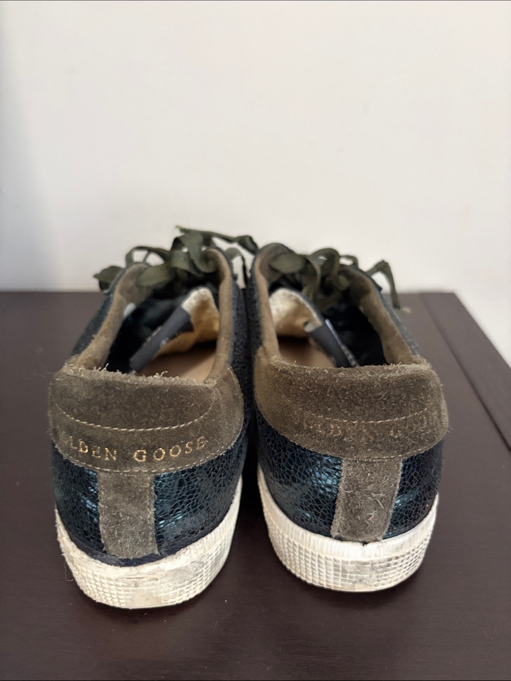 Golden Goose May leather trainers green sneaker glitter Sz 40 Mens 7 Women 10 - Picture 8 of 15